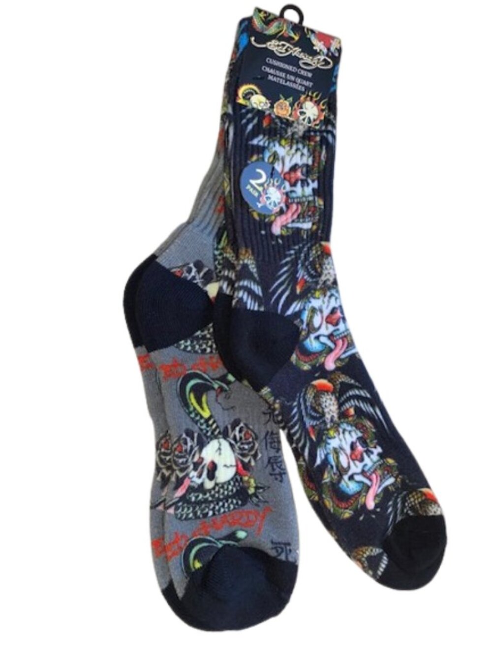 Ed hardy 2 Pair Men's Cushioned Crew Socks